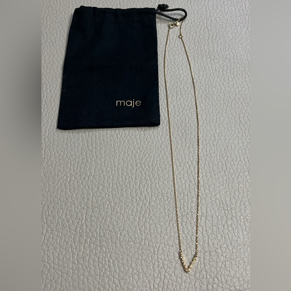 NWT - Maje Women’s 18K Gold Plated Swarovski Crystals “V” Letter Necklace